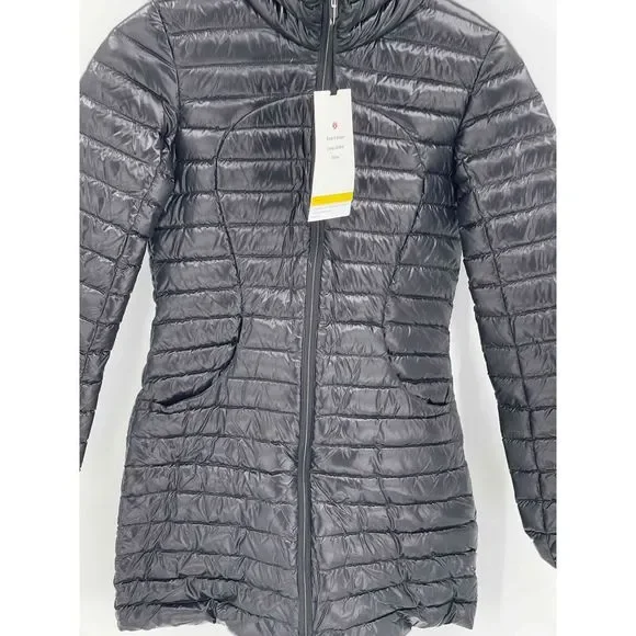 Lululemon Pack It Down Shine Jacket Long Women’s Size 2 Black Hooded New Winter - Picture 3 of 12